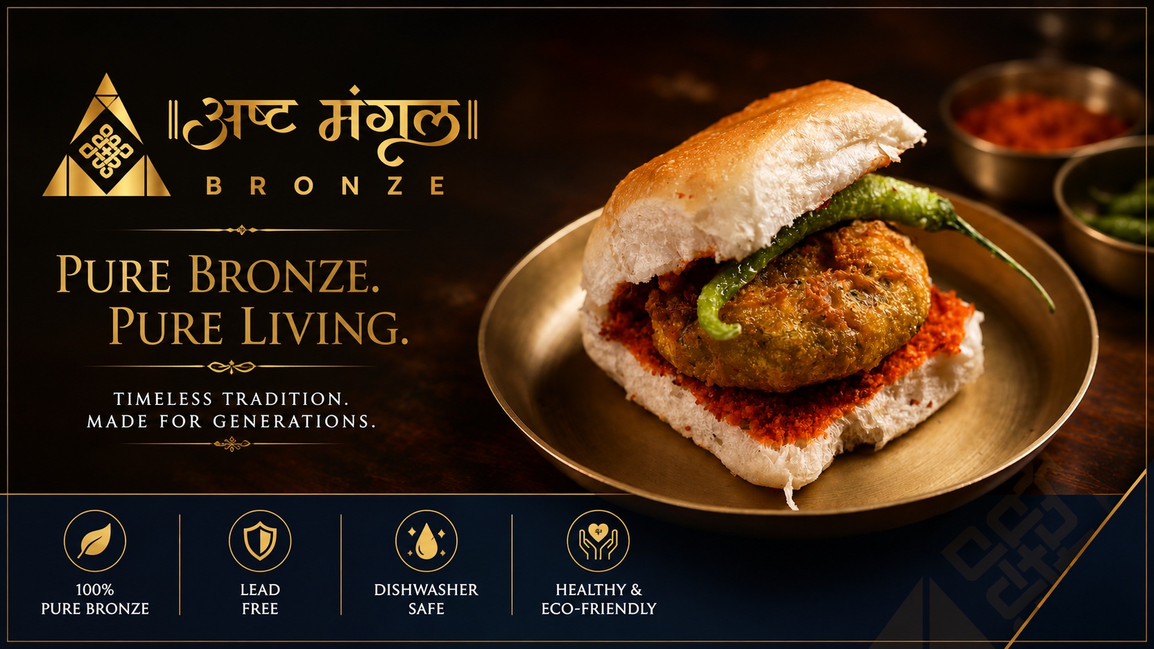 Vadapav with ASTMANGAL - Traditional Street Food on Bronze Plates Ahmedabad